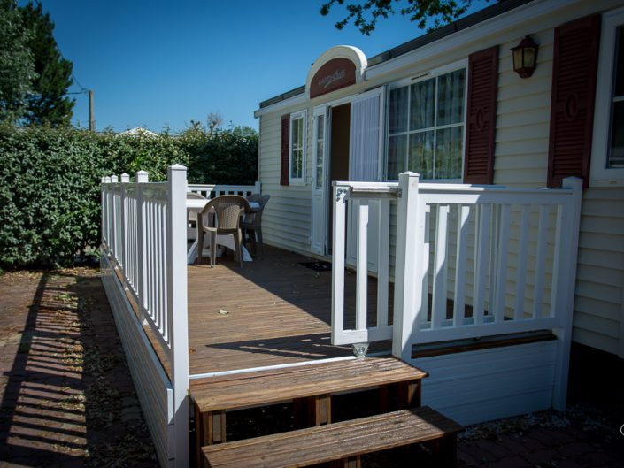 mobilhome, terrasse exterieure